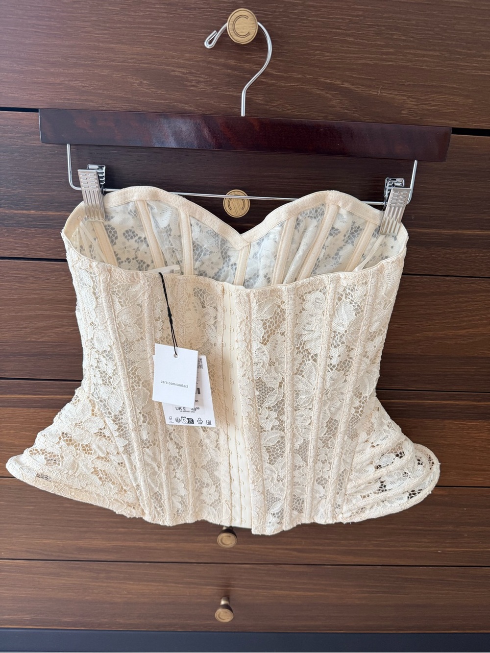 Zara Woman Flared Lace Strapless Corset Top - Picture 3 of 5